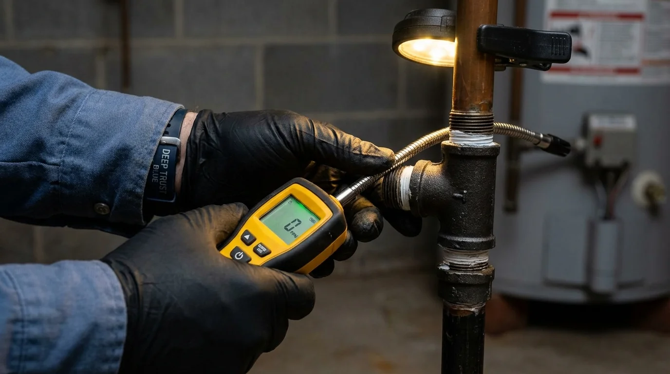 Gas leak detection with electronic sniffer by Johns Plumbing LLC in Shrewsbury